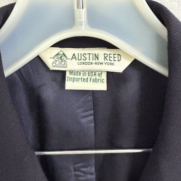 Vintage Austin Reed Blazer Women 14 Black Gold Buttons Wool Double Breast Work - Picture 3 of 9